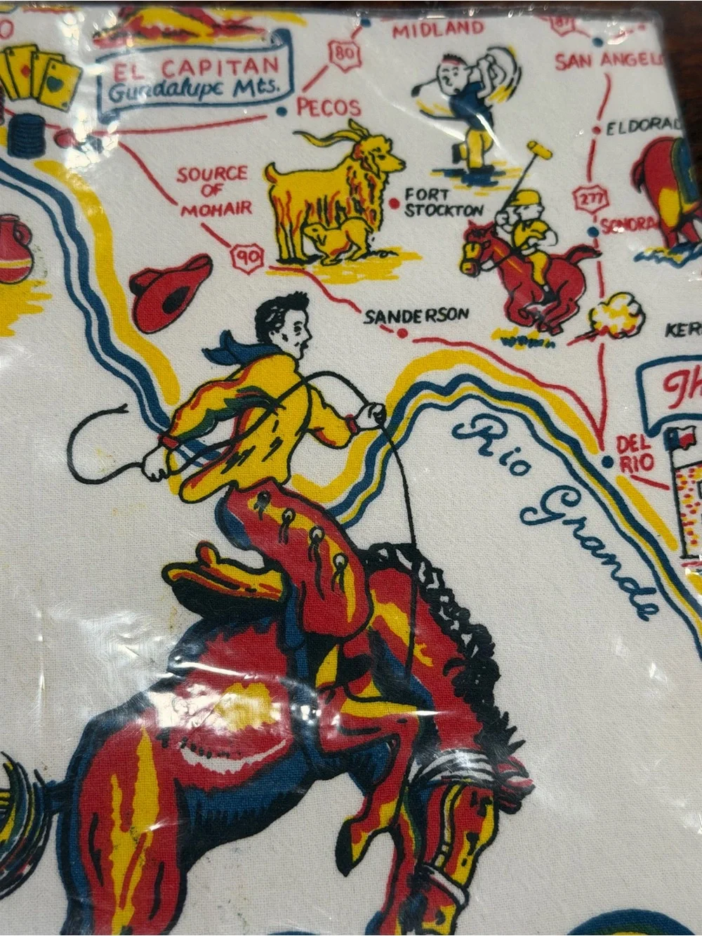 🆕NOS Red and White kitchen company flour sack Texas tea towel 22”x22” cotton